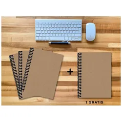 E & Z, Heft + Block, A 4 Notizbuch - Set, 3+1 gratis, Luxury 80 Seiten MUSKAT Designerecycling, to do (A4, Blanko, Kariert, Liniert)