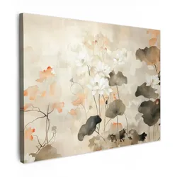 LEINWANDBILD Blumen - Japandi - Wabi sabi Wandbilder 80x60 cm