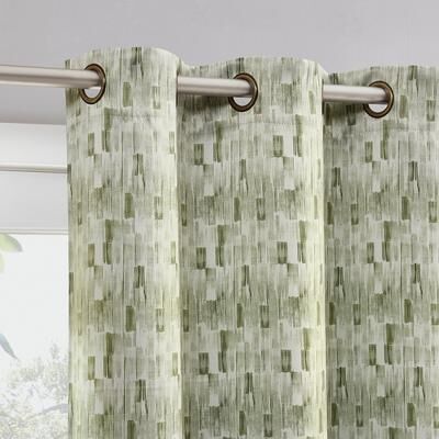 Sun Zero Vernon Monochrome Brushstrokes Magnetic Closure Total Blackout Grommet 2-Piece Curtain Panel Pair