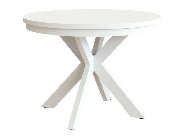 BEAUTYSOFA Runder Esstisch BILBAO Ø 100–180 cm ausziehbar – Moderne Metallbeine, runder Küchentisch & Esszimmertisch in Weiß/Weiß