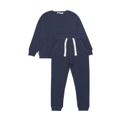 Langarmshirt & Hose MINYMO "Hausanzug MISweat", Mädchen, Gr. 98, blau (schwarz navy), Obermaterial: 60% Baumwolle CO. 40% Polyester PES., KOB Set-Artikel