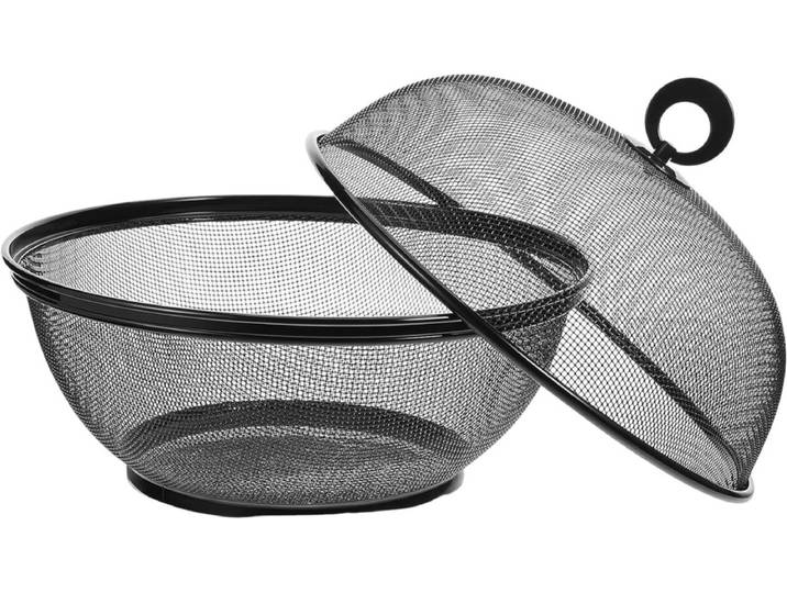 Fruitmand met Vliegenkap - Zwart - Diameter: 22\,5 cm - Fruitopberger - Zwarte Fruitmand