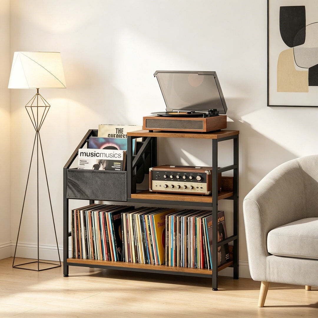Borough Wharf 80 cm H Media Shelves Rustic Brown 80cm H X 82cm W X 30cm D