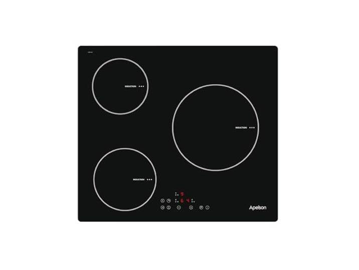 Apelson AIT 3601 Induktionskochfeld, 3 Zonen, Touch-Steuerung, 9 Leistungsstufen + Booster, Timer-Funktion, Alarm, Erkennung von Behältern, Leistung 5,3 kW, Schwarz