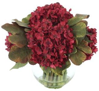 Creative Labs Fall Hydrangea and Fig Leaf Arrangement in Glass Vase