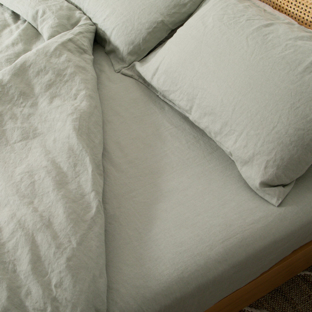 Highland Dunes 100% Linen Machine Woven Fitted Sheet Grey Super King (6')