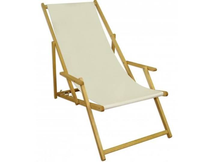 Chaise longue de jardin blanche chilienne bain de soleil pliant mobilier jardin en bois 10-303N