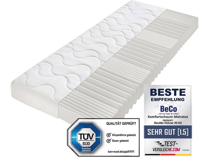 Komfortschaummatratze Double Deluxe Matratze 20, Matratze in 90x200 cm und weiteren Größen, Beco, 20 cm hoch, Matratze vom TÜV Süd getestet*, über 2.000 5-Sterne-Bewertungen!