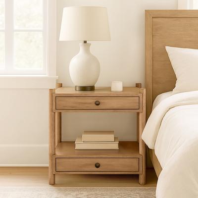 Bower Home 2 Drawer Wood End Table Nightstand