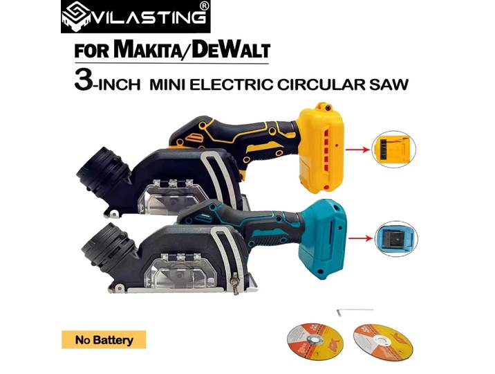 VILASTING – Mini meuleuse d'angle sans fil 3 pouces, outil de coupe électrique, scie circulaire, PowerTool pour Makita/Dewalt, broche de batterie 20V