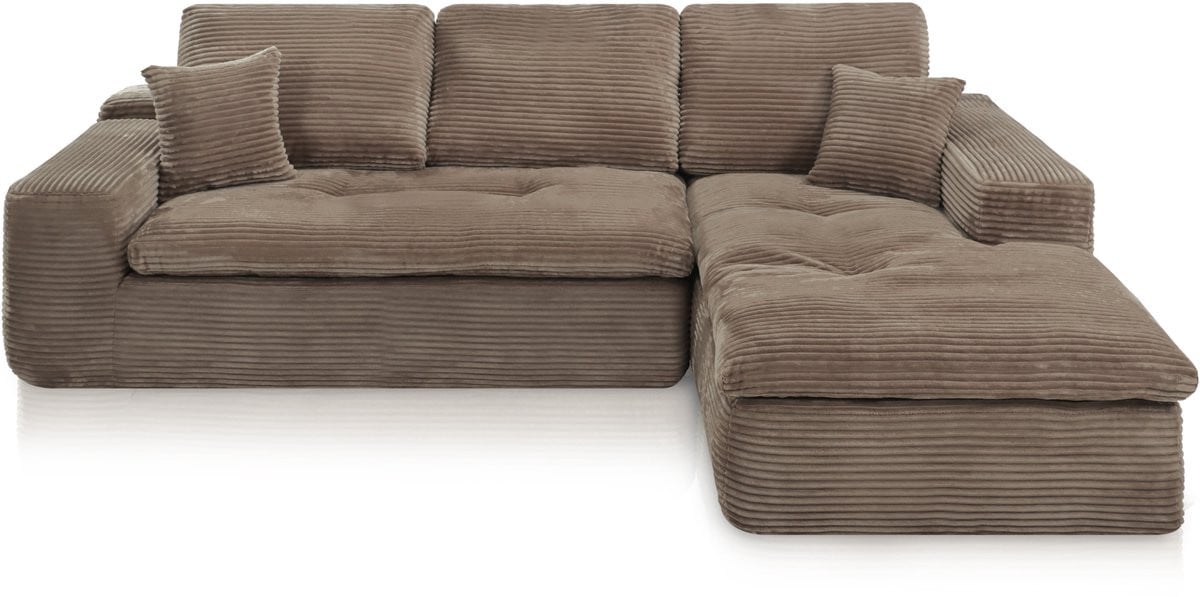 Lazy Hoekbank Velvet Ribstof Taupe Rechts