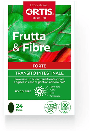 Ortis Frutta e Fibre Forte Integratore Per Il Transito Intestinale Pigro Occasionale 24 Compresse