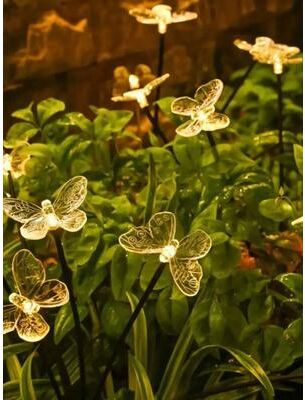 Uplift Picks Solar Butterfly Garden Stake Lights With Six Heads Two Lighting Modes warm White (2 Pcs)