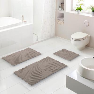 Badematte GRUND "Ferya", beige, H:20mm, Polyester, Badematten, Badematte, Dezentes Blattmuster mit Hoch-Tief-Struktur, 5 Jahre Garantie