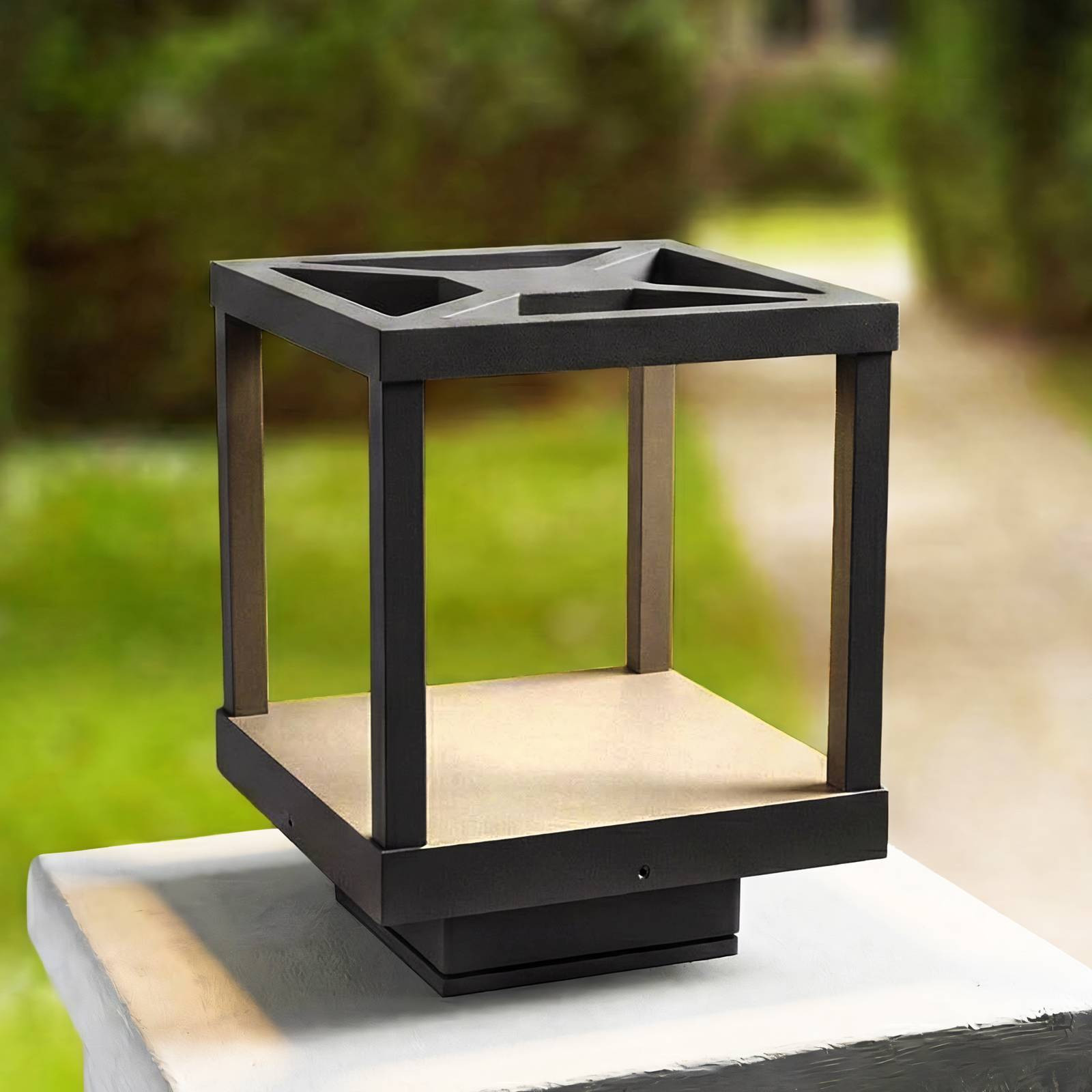 Lucande Lealand Sokkellamp Buiten - Zwart - Aluminium - Modern LED Tuinlamp