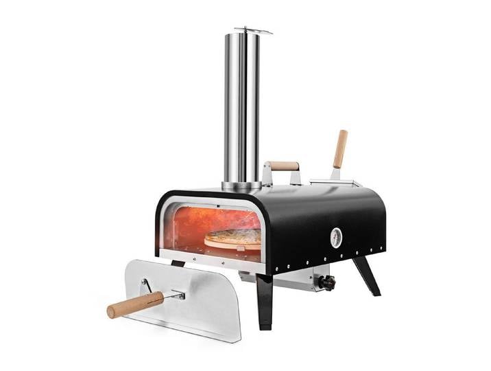 COSTWAY Pizzaofen, Outdoor aus Edelstahl mit Pizzastein, Pizzaschaufel