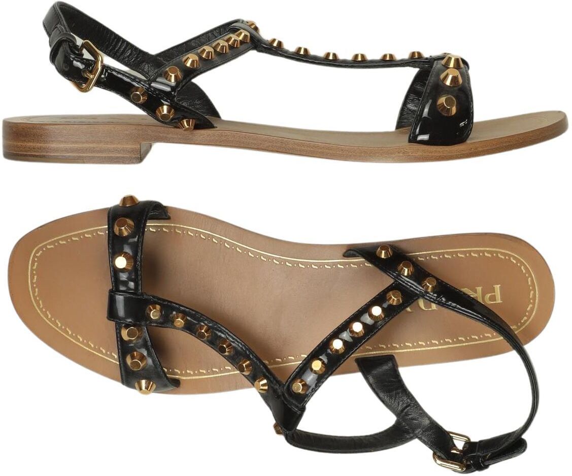 Prada Damen Sandalen, Schwarz, Gr. EU 39.5, Leder - Second Hand