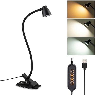 LED-Tischlampe mit Metallklemme, Leselicht mit drei Farbschemata zum Lesen – USB-betriebene Nachtlichter, Nachttischlampen fürs Schlafzimmer, 1 Stück