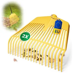 Novatool, Rechen, 2x Laubbesenkopf Set, 2in1 Kombigerät, Laubbesen & Laubgabel mit 26 Kunststoff-Zinken