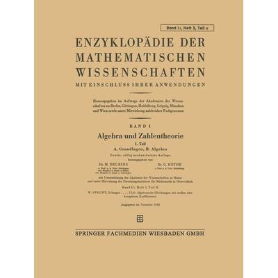 Enzyklopädie der Mathematischen Wissenschaften mit Einschluss Ihrer Anwendungen, Taschenbuch von Max Deuring,Gottfried Köthe, Vieweg & Teubner,