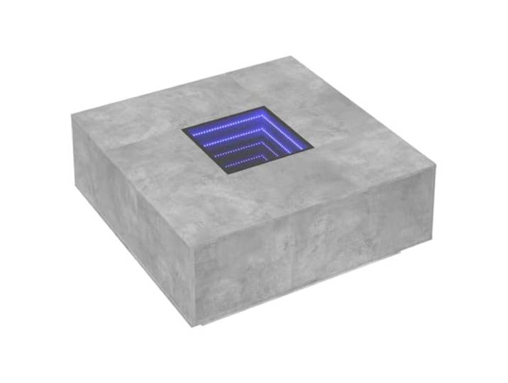 KTHLBRH Couchtisch mit LED Infinity grau Beton 100 x 100 x 40 cm Mehrschichtiges Holz, verstellbare RGB-Lichter, Kapazität 20 kg, Montage erforderlich