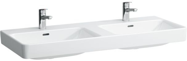 LAUFEN Pro s Doppelwaschtisch H8149660001041 120 x 46,5 cm, unterbaufähig, weiß, mit Überlauf, 1 Hahnloch