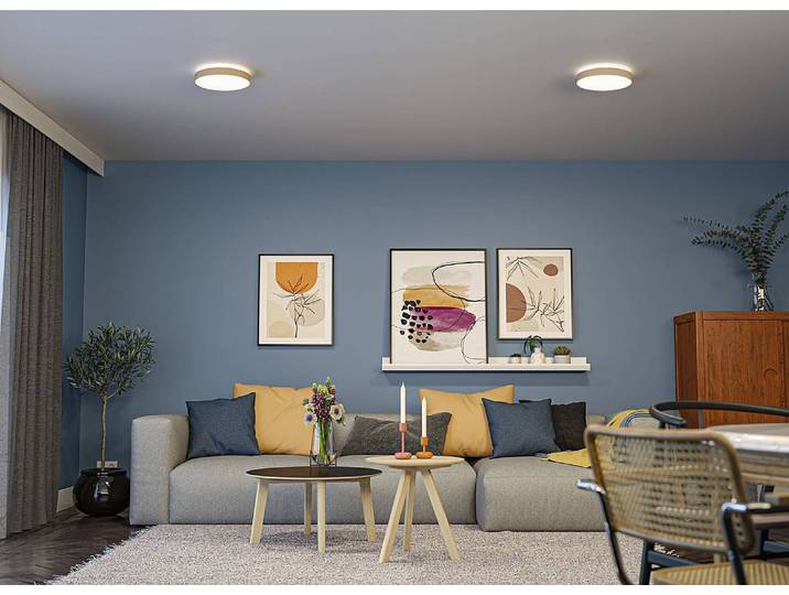 LED-Deckenleuchte Cosara Typ B 30 x 6 x 30cm Beige/Beige Mischgewebe LED LED-Platine