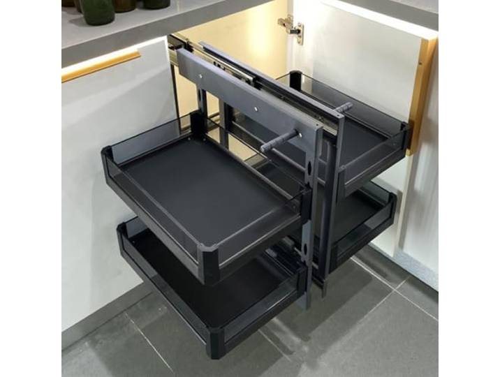 GAOJYLF Ausziehbarer Küchen-Eckschrank, Soft-Close-Funktion, Home Cabinet Organizer mit 4 Aufbewahrungskörben, universeller Eck-Ausziehkorb Links und rechts 900
