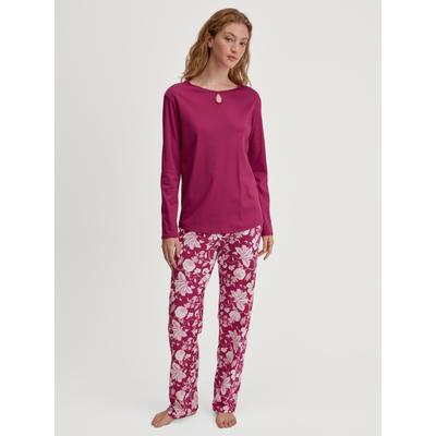 Schlafanzug CALIDA "Sweet Dreams", Damen, Gr. M (44/46), pink (dahlia pink), Interlock, Obermaterial: 100% Baumwolle, bequem lang, Rundhals, Homewear-Sets Schlafanzug, lockere Passform, Rundhals, Interlock-Qualität, Langarm, weich