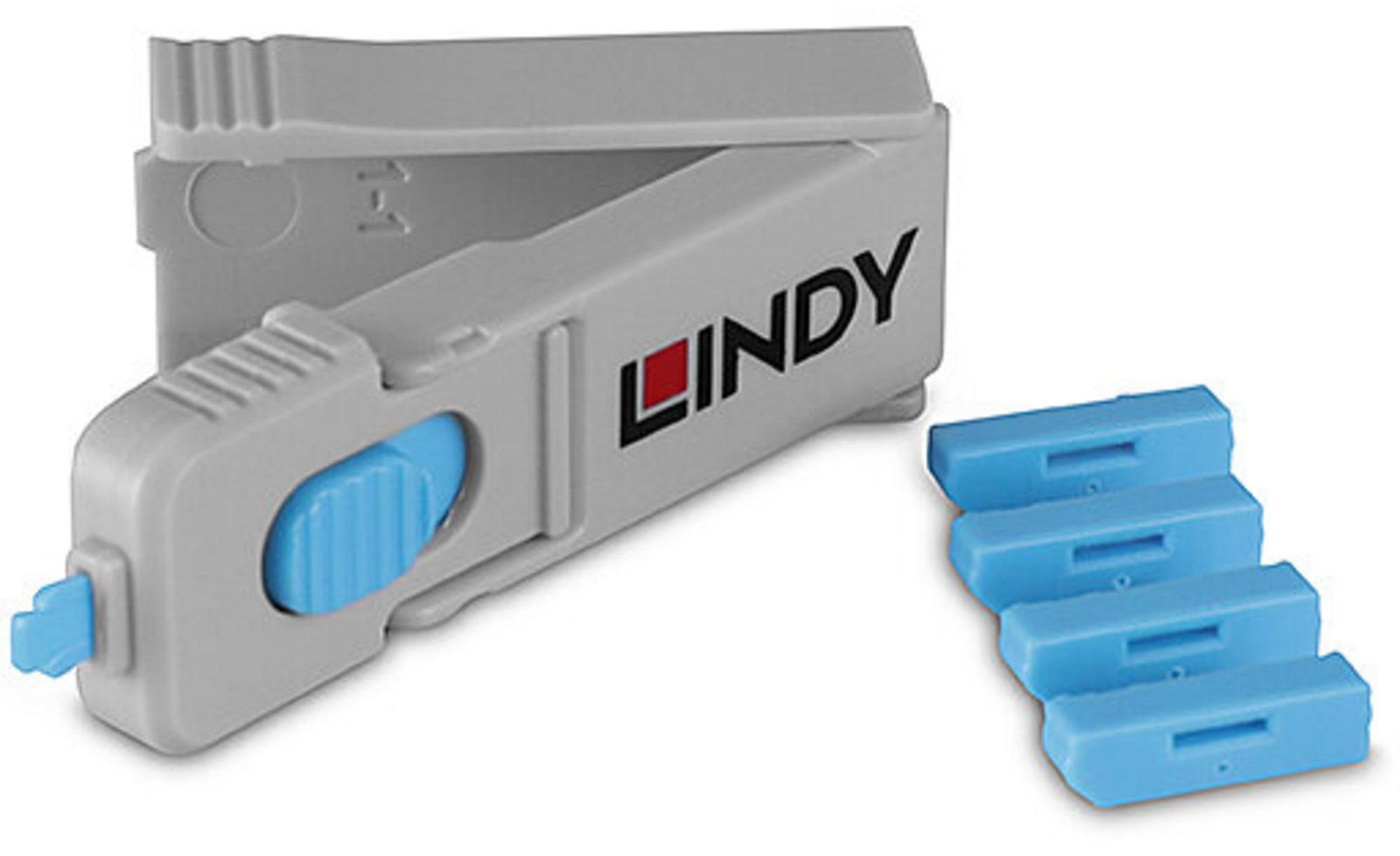 Lindy 40324 DisplayPort Slot Slotken Blau 4 Stuks met 1 Sleutel