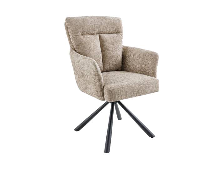 360° Drehbarer Armlehnstuhl „Big Nevis“ Strukturstoff Greige Invicta Interiors