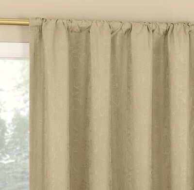 Sun Zero Bronte Floral Jacquard Total Blackout Rod Pocket 1-Piece Curtain Panel, Single Panel
