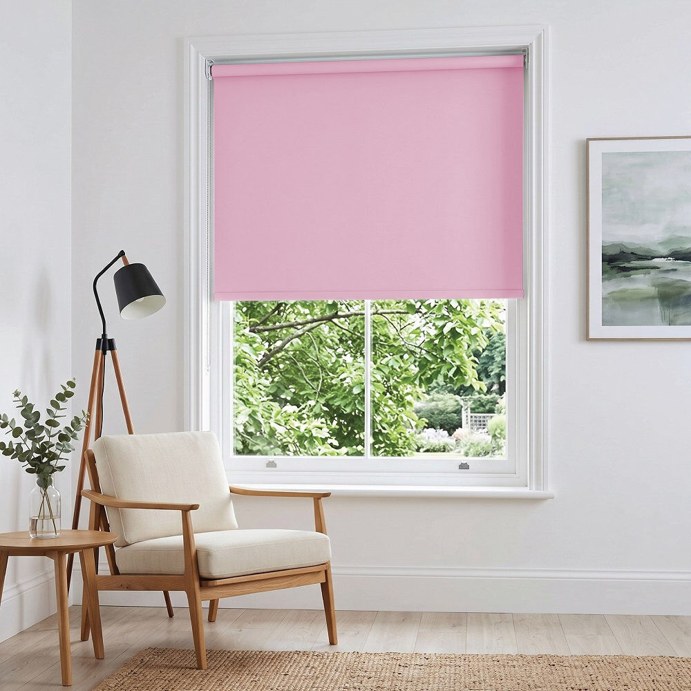Symple Stuff Thermal Blackout Roller Blind – Trimmable Cut-to-Size Window Blind Pink 210" L x 150" W