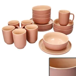 18tlg Frühstücksset Jasper Puder für 6 Personen aus Steingut - 6x 414448 6x 414509 + 6x 414530