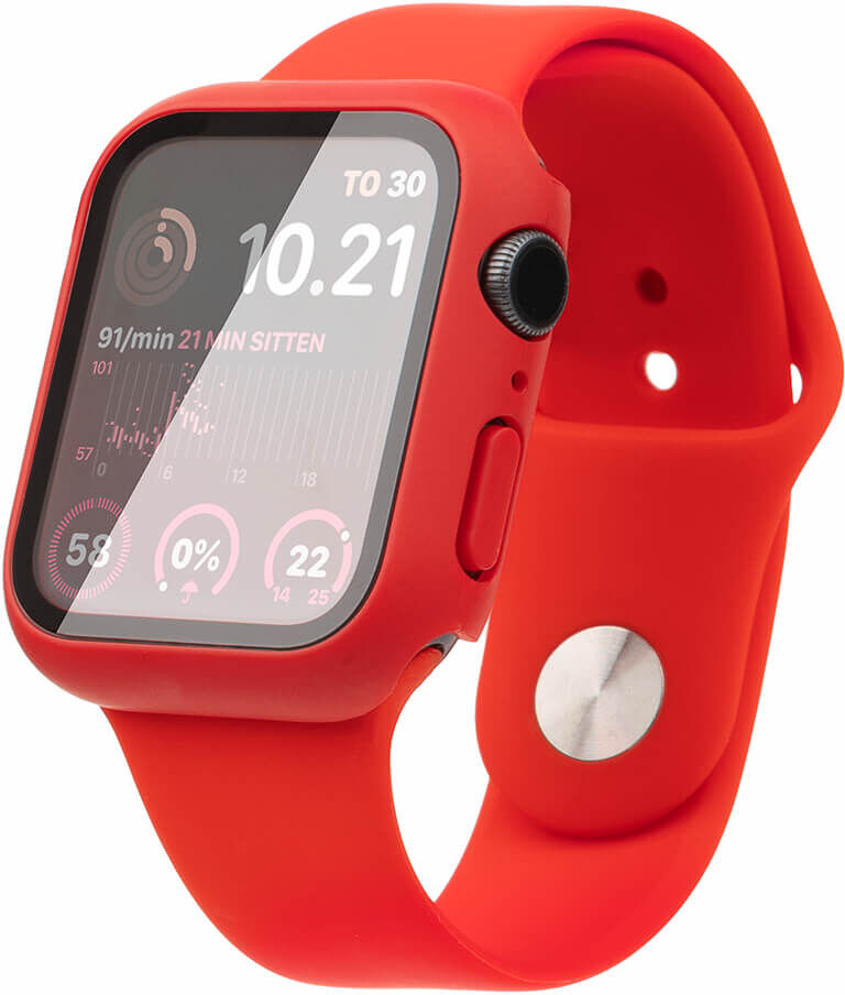 Apple Watch 41mm Suojakuori Silikonirannekkeella, Punainen