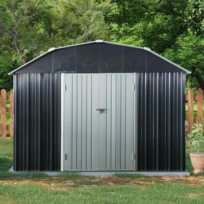 GDFStudio GDF Studio - Tifton Outdoor Metal Storage Shed with Arch Roof and Lockable Double Doors