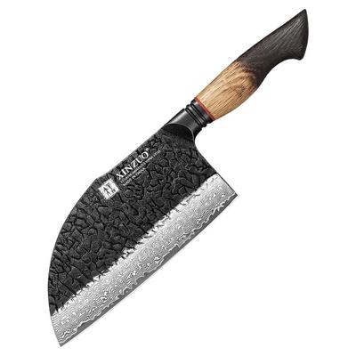 XinZuo - Damaskus Hackmesser 18 cm - X06 Mo Serie - hergestellt aus 67-lagigem Damaststahl