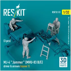 ResKit MJ-4 Jammer (MHU-83 B/E) driver & airmen (scene 1) (3 pcs) (3D Printed)
