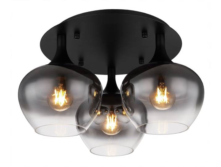 Plafonnier métal noir mat, 25,5cm