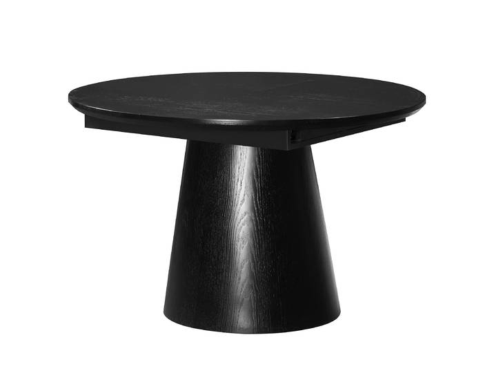 Ausziehbarer Esstisch OCURRI Ø 120cm Schwarz/Eiche Schwarz