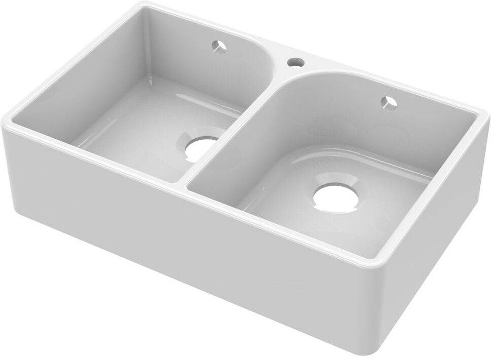 Nuie Double Bowl Belfast Kitchen Sink White 795mm L