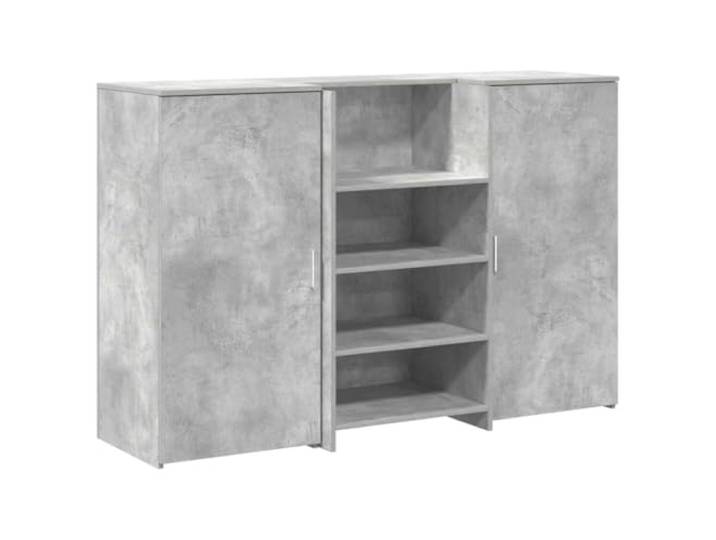 GKHPYURE Reception Theke Zementgrau 155 x 50 x 103,5 cm aus Spanplatte Integrierte Theke, hohe Seitenwände, großer Stauraum, professioneller Einsatz, einfache Montage