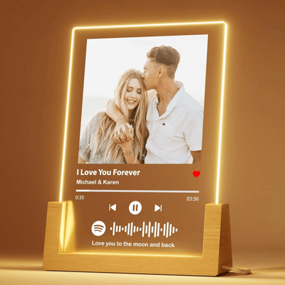 Inspire Curations Custom Spotify Acrylic Lamp Plaque Personalized Music Photo Frame For Romantic Gifts version B 3 Colors Light Base