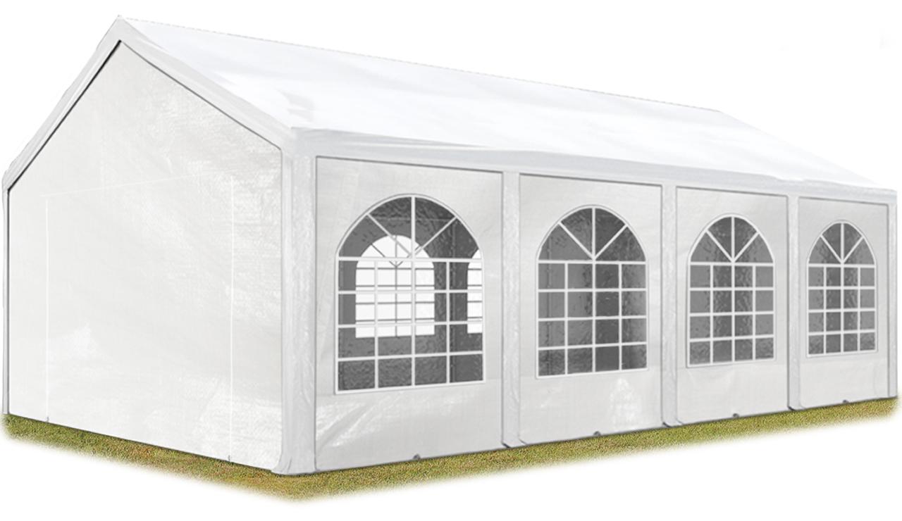 TOOLPORT Hochwertiges Partyzelt 4x8 m Pavillon Zelt PE Plane 450 N Gartenzelt Festzelt Wasserdicht weiß