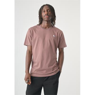 T-Shirt CLEPTOMANICX "Embro Gull", Herren, Gr. M, braun, 100% Baumwolle, bestickt, normal, Rundhals, Shirts T-Shirt, mit Gull-Stickerei