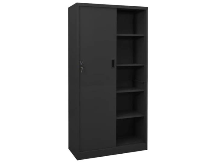 KLGBNCVE Büroschrank mit Schiebetür Anthrazit 90x40x180 cm Stahl Stahl,robust,langlebig,verstellbare Einlegeböden,Schloss,Schutz für Dokumente,Aktengrößen,Büro
