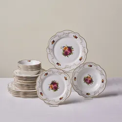 Karaca Antique Porcelain 24 Stück 6 Sitzer Dinner Set