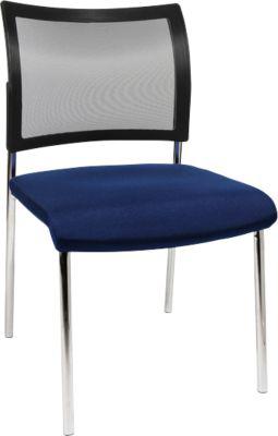 Besucherstuhl, 4-Fuß, Netz, ohne Armlehnen, im 2er-Set, blau