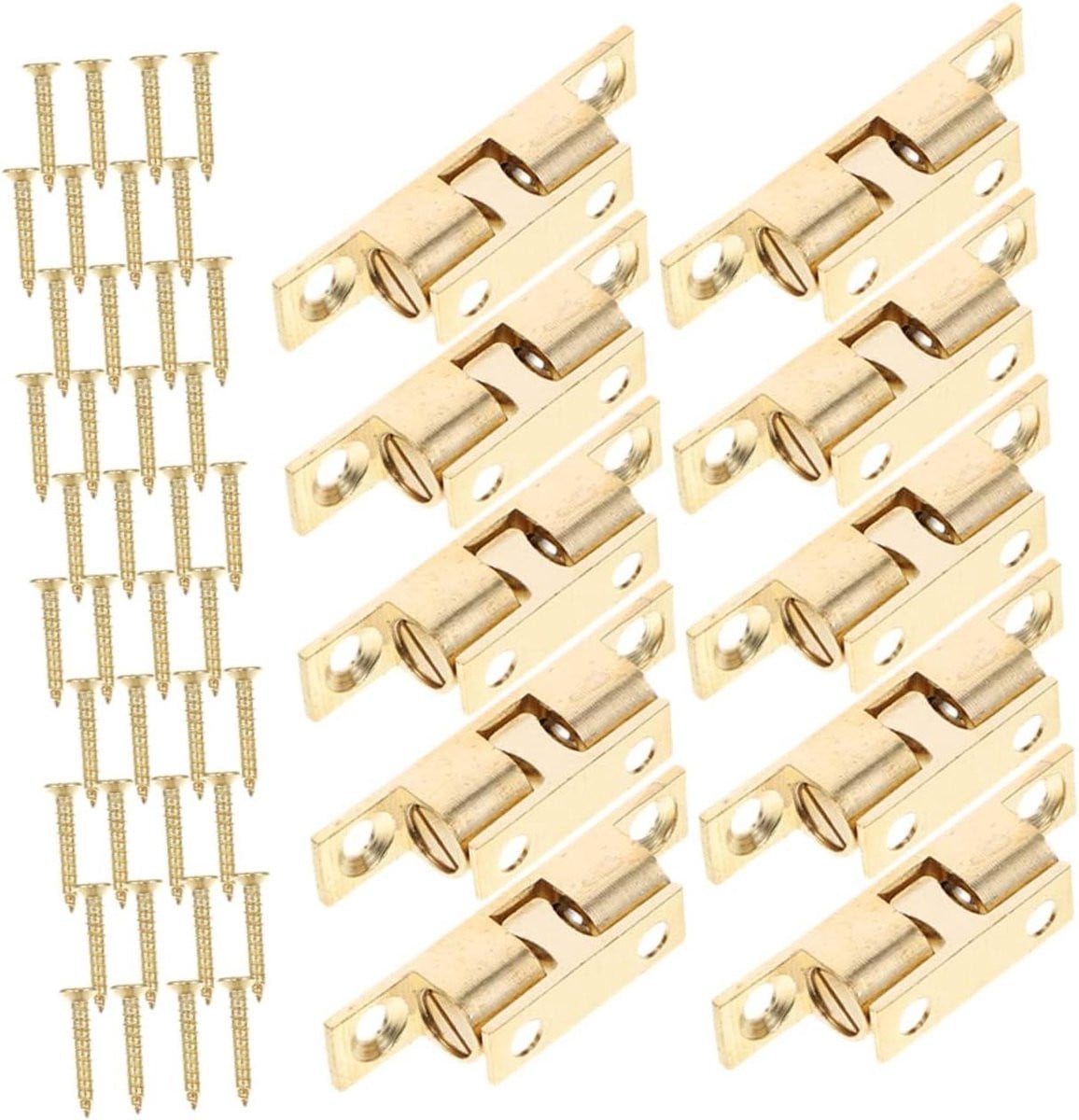 WOONEKY Set van 10 Messing Grendels van 50 mm voor Meubel- en Kastdeuren
