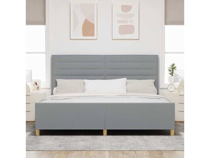 KTHLBRH Bettgestell hellgrau 200 x 200 cm Stoff Einfaches Design, robuste Konstruktion, ohne Laufgitter, für Schlafzimmer